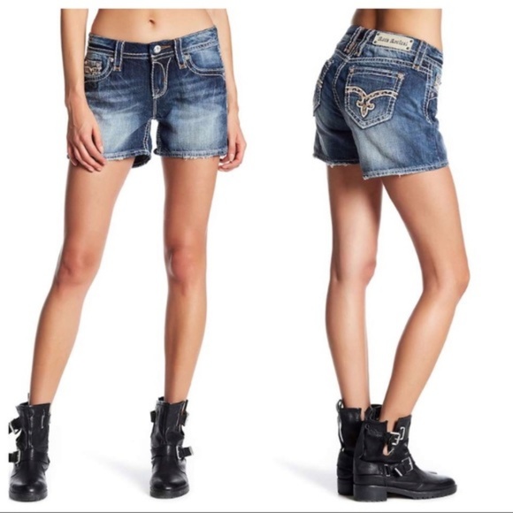 Rock Revival Julie Mid Rise Denim Shorts Sz 25 NWT - Picture 2 of 8